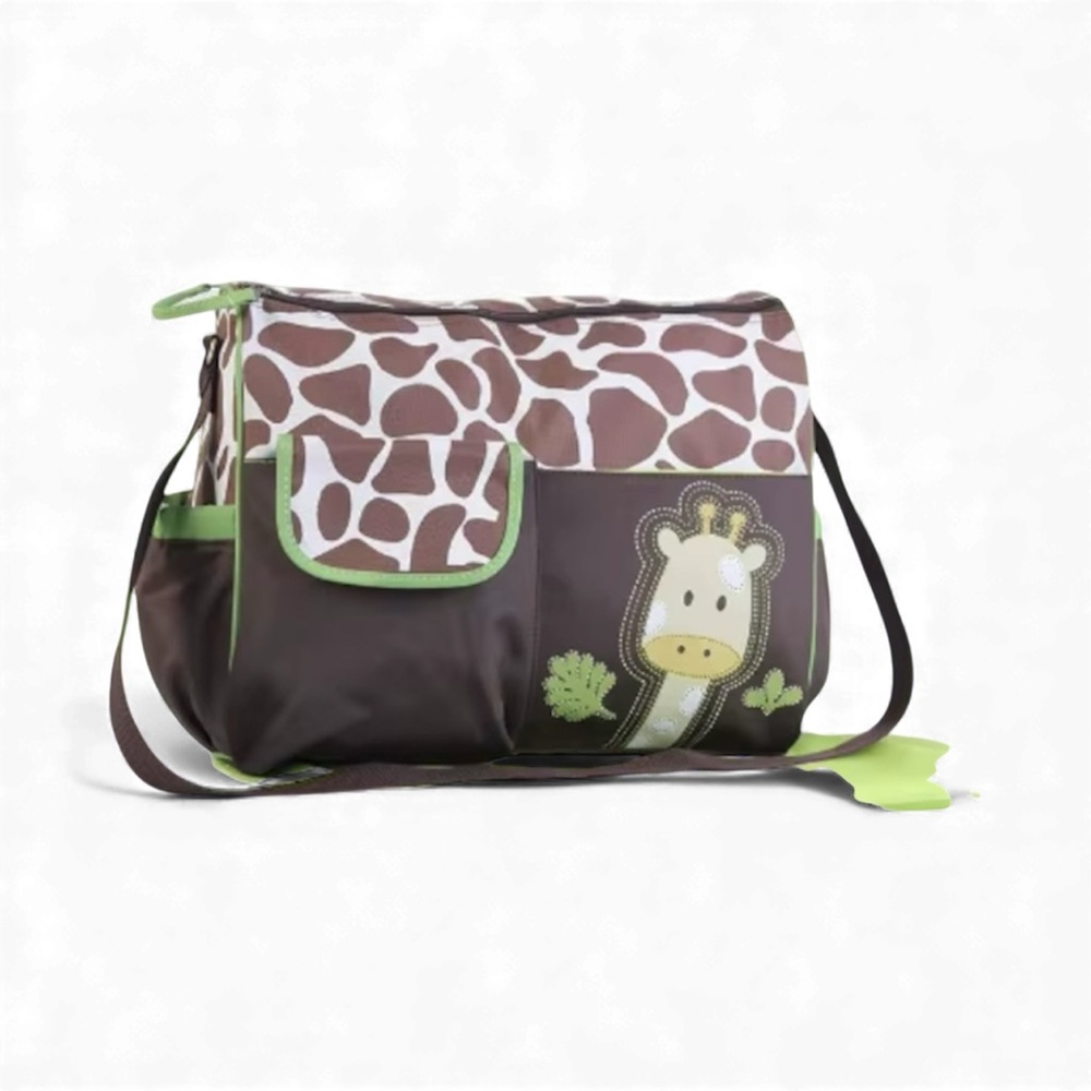Giraffe Print Kids  diaper Bag - Brown and Green